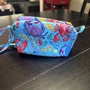 Vera Bradley Blue and Red Quilted Cosmetic Bag